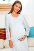 Shopymommy 55103 Elegance Lace Sleeves Maternity & Nursing Nightgown - My Store