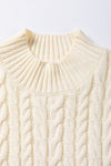 Oatmeal Cable Knit High Neck Sweater Vest - My Store