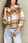 Double Take Plaid Collared Neck Jacket with Breast Pockets - My Store
