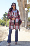 Double Take Full Size Plaid Button Up Lapel Collar Coat - LEATHERS AND FEATHERS