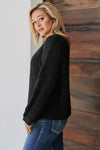 Winter Black Bubblegum V-Neck Braided Knit Sweater - My Store