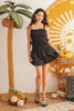 Black Cotton Smocked Ruffle Sleeveless Mini Dress /3-2-1 - My Store