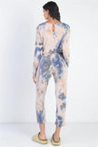 Tie-Dye Button Loop Round Neck Long Sleeve Jumpsuit - My Store