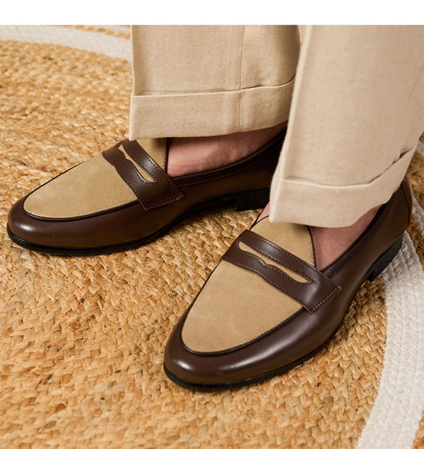 Men's Belgian Style Champagne Loafers - My Store