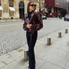 Women's Cropped Leather Jacket - My Store