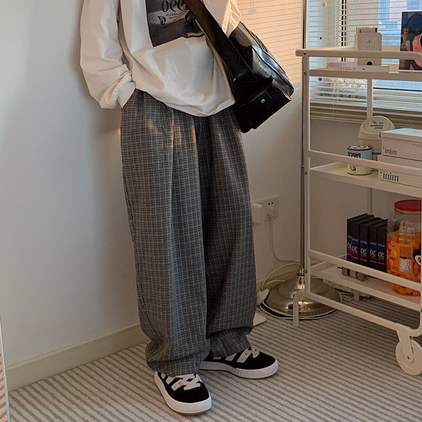 Men's retro plaid draped casual trousers - My Store