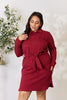 Culture Code Full Size Tie Front Half Zip Long Sleeve Shirt Dress - My Store