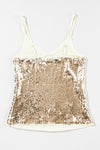 Black Sequined Adjustable Spaghetti Straps Tank Top - My Store