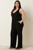 Mittoshop Rib Knit V-Neck Cross Back Jumpsuit - My Store