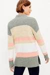 Multicolor Color Block Striped Pocketed Open Cardigan - My Store