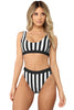 Black Athletic Striped Tank High Waist Bikini - My Store