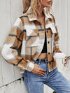 Double Take Plaid Collared Neck Jacket with Breast Pockets - My Store