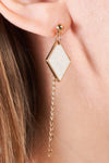 Gold & White Rhombus Asymmetrical Earrings - My Store