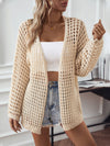 Openwork Open Front Long Sleeve Cardigan - My Store