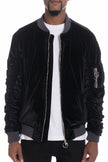 Velour Cinch Sleeve Bomber Jacket - My Store