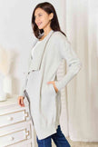 Double Take Open Front Duster Cardigan with Pockets - My Store