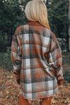 Cinnamon Plaid Corduroy Patchwork Chest Pocket Shacket - My Store