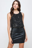 Beaded Stripe Leathered Bottom Dress - My Store