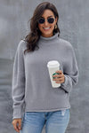 New Gray Chunky Batwing Long Sleeve Turtleneck Sweater - My Store