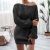 Autumn And Winter Long Sleeve Word-Neck Casual Loose Knitted Sweater D - My Store