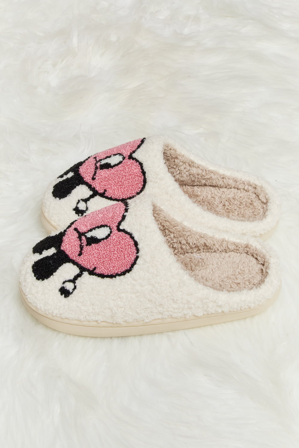 Melody Love Heart Print Plush Slippers - My Store