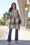 Double Take Full Size Plaid Button Up Lapel Collar Coat - LEATHERS AND FEATHERS