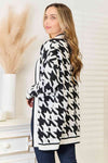 Woven Right Houndstooth Open Front Longline Cardigan - My Store