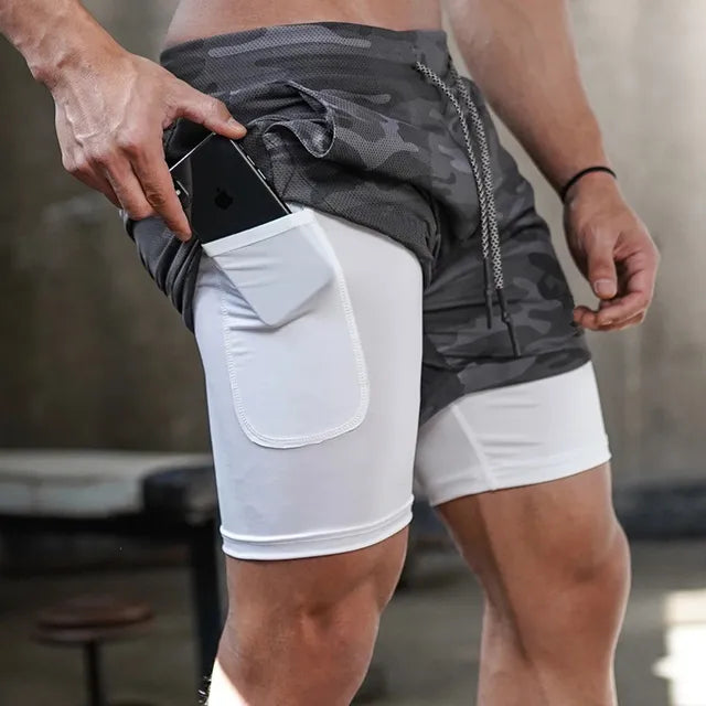 Camo Running Shorts Men Gym Sports