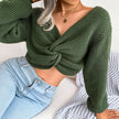 Autumn And Winter Long Sleeve Knotted Open Navel Knitting Sweater - My Store