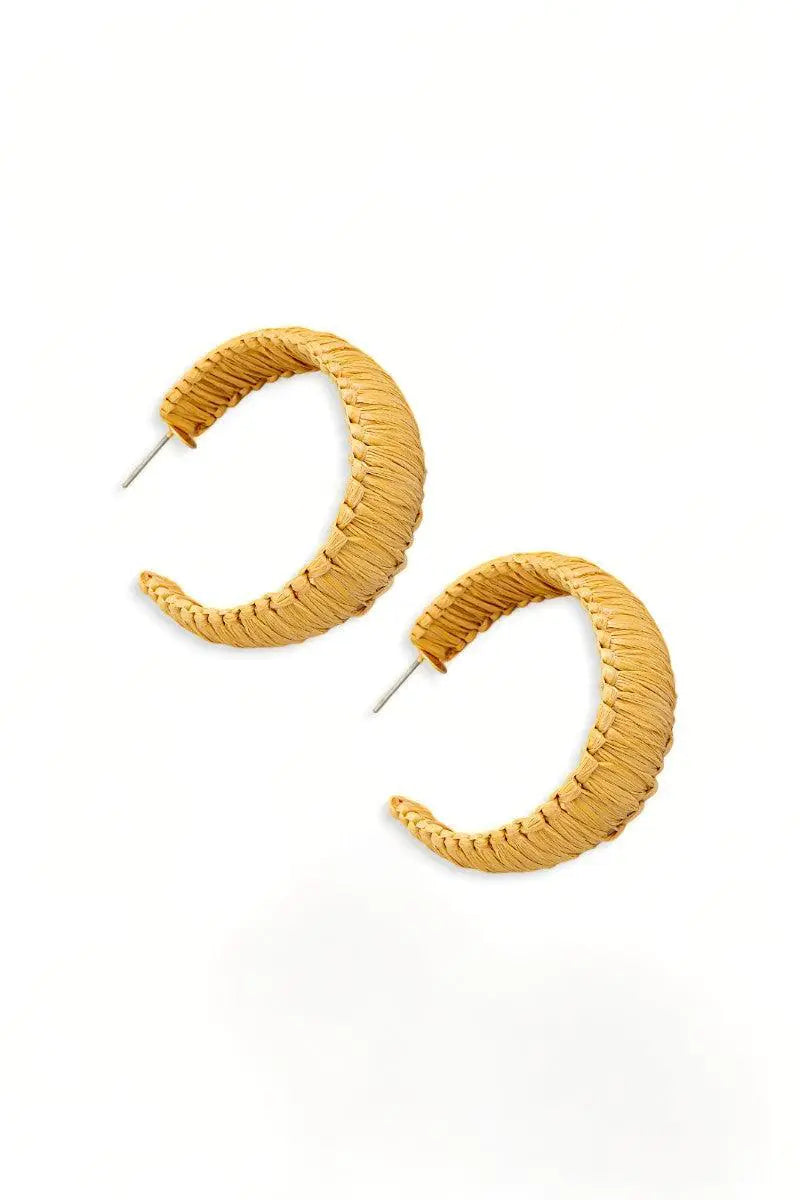 Bohemian Western Raffia Wrapped Hoop Earrings