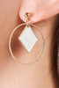 Gold & White Rhombus Asymmetrical Earrings - My Store