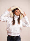 Women's Short Jacket with Fur-Trimmed Hood - My Store