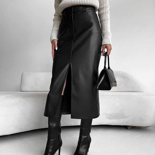 Women's Fleece-Lined PU Leather Skirt - My Store