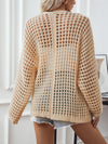 Openwork Open Front Long Sleeve Cardigan - My Store