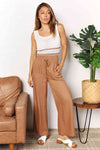 Double Take Drawstring Smocked Waist Wide Leg Pants - My Store