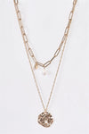 Gold Double Paperclip Twisted Chain Pearl Pendant Necklace - My Store