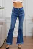 Frayed Hem Flared Denim Jeans - My Store