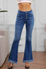 Frayed Hem Flared Denim Jeans - My Store