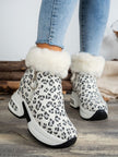 Side Zipper Leopard Platform Boots - My Store