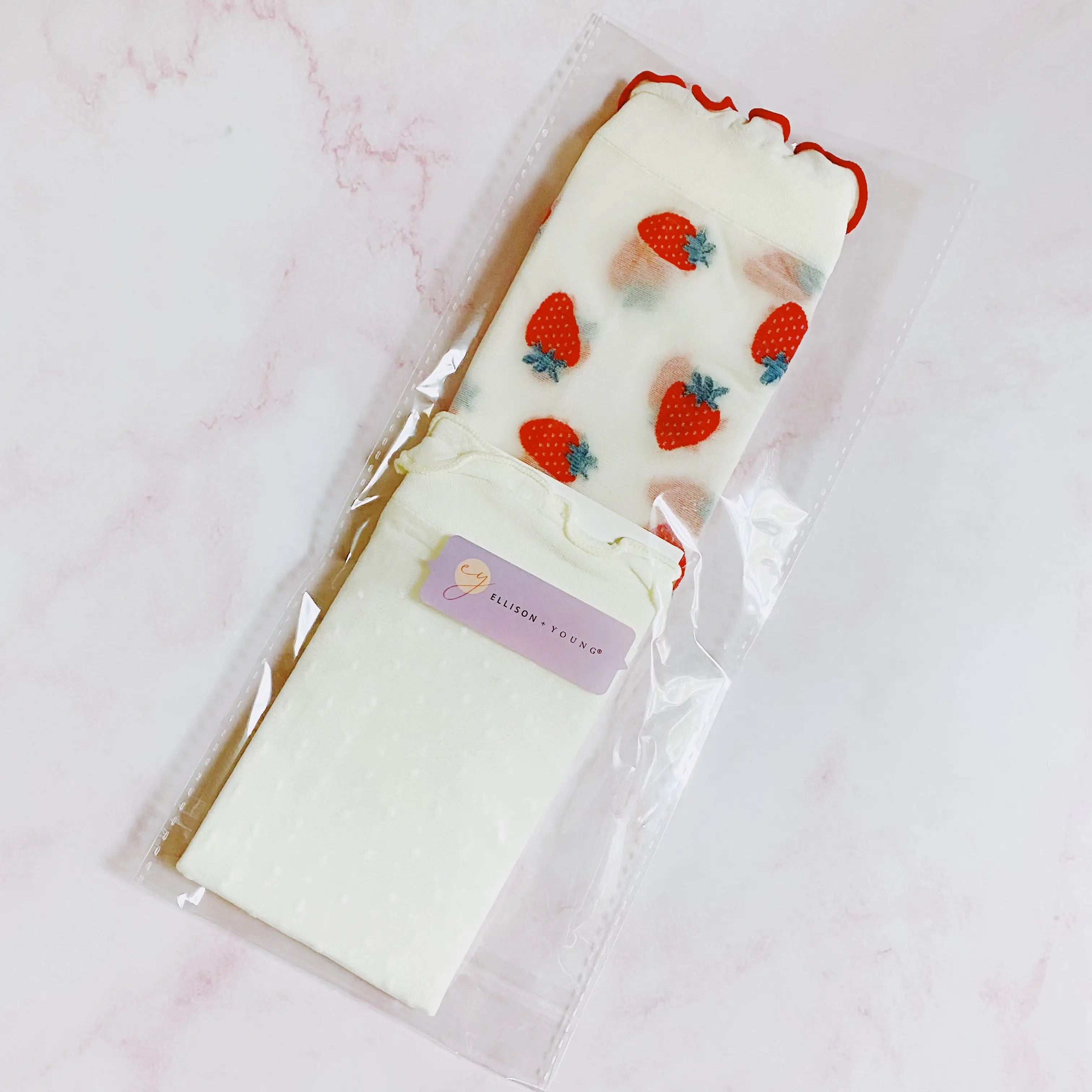 Dots And Strawberries Sheer Socks Set Of 2 Pairs - My Store