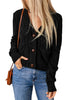 Black Front Pockets Buttons Textured Cardigan - My Store