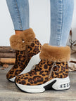 Side Zipper Leopard Platform Boots - My Store