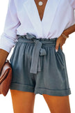 Cotton Pocketed Paper Bag Waist Shorts - My Store