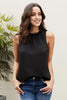 Chic Black Ruffle Trim Neckline Tank Top - My Store