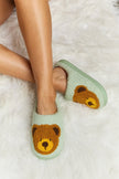 Melody Teddy Bear Print Plush Slide Slippers - My Store