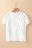 Eyelet Frill Short Sleeve Blouse - My Store