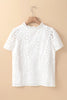 Eyelet Frill Short Sleeve Blouse - My Store