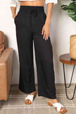 Double Take Drawstring Smocked Waist Wide Leg Pants - My Store