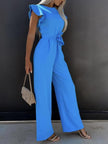 Ruffled Round Neck Cap Sleeve Jumpsuit - My Store