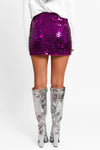 Purple Sequin Metallic Mini Skirt - My Store